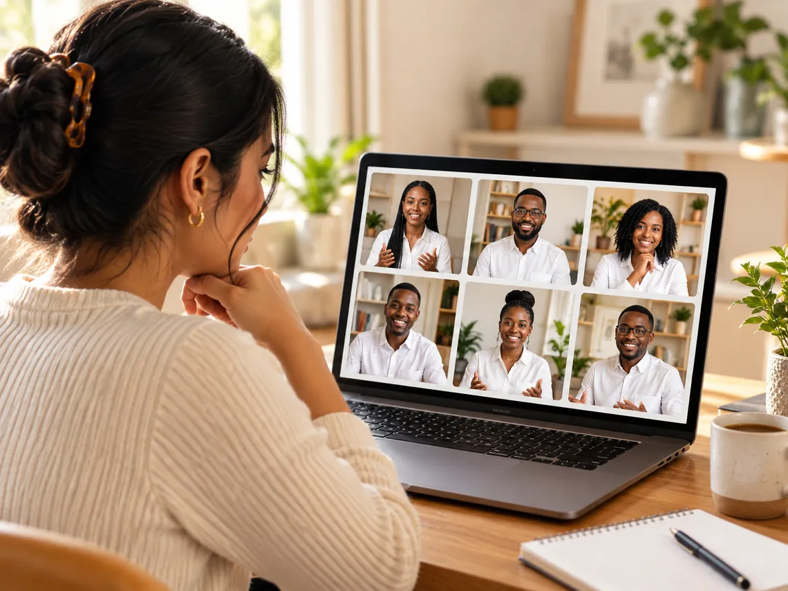 Learner comparing a grid of tutors on a laptop